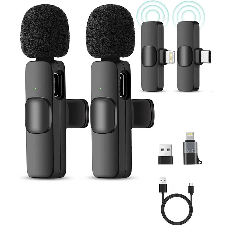 2.4G Wireless Lavalier Microphone Noise Cancelling Audio Video